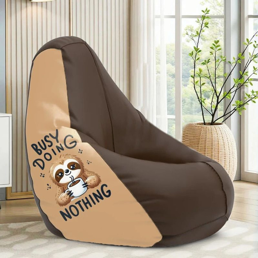 STAR XXXL Busy Doing Nothing Printed Filled with Beans Teardrop Bean Bag  With Bean Filling(Multicolor)