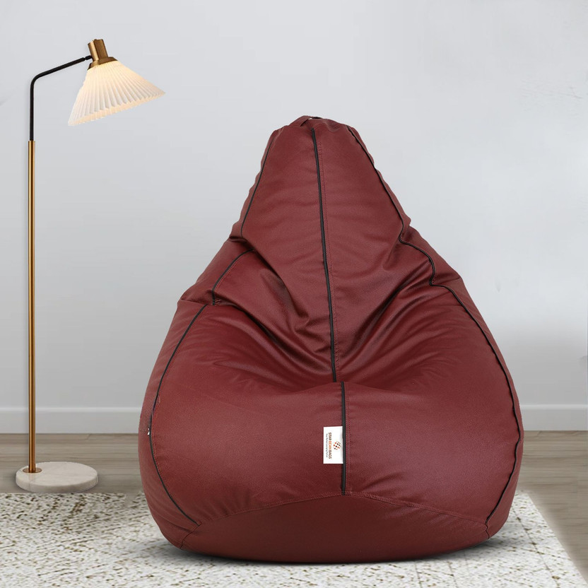 STAR XXXL Tan with Black Piping Teardrop Bean Bag  With Bean Filling(Tan, Black)