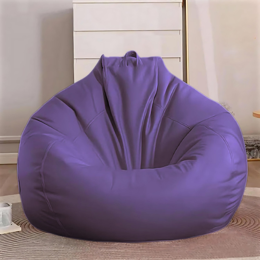 GIGLICK XXXL Faux Leather Bean Bag Filled with Beans | Ready To Use Teardrop Bean Bag  With Bean Filling(Purple)