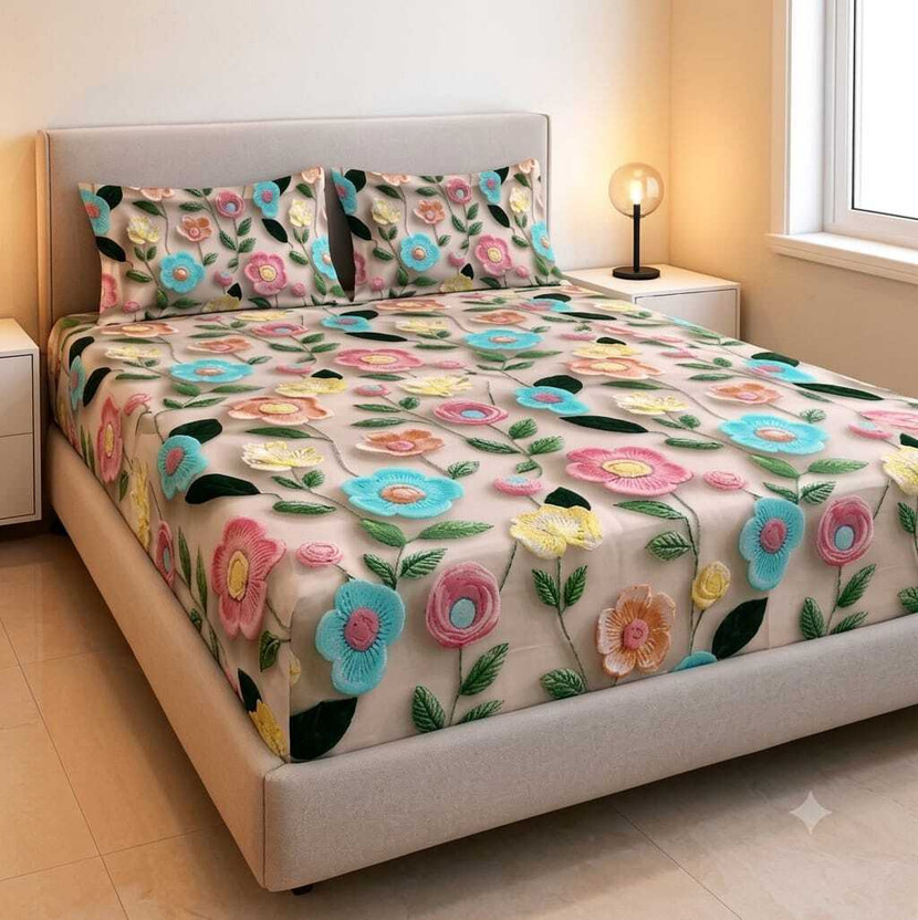 TomCruise Reversible Cotton King Bed Cover(Multicolor)