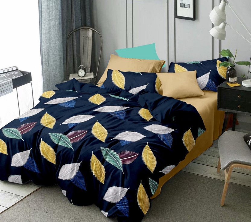 TomCruise Cotton Double Fitted (Elastic) 320 TC Floral 1 Bedsheet with 2 Pillow Covers(Multicolor)