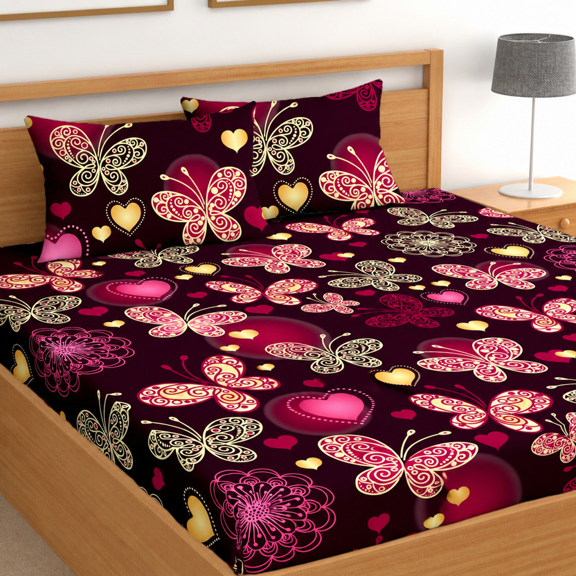 BLUEDOT BLUEDOT Cotton Double Bed Cover(Maroon, Multicolor) - Flipkart Deal
