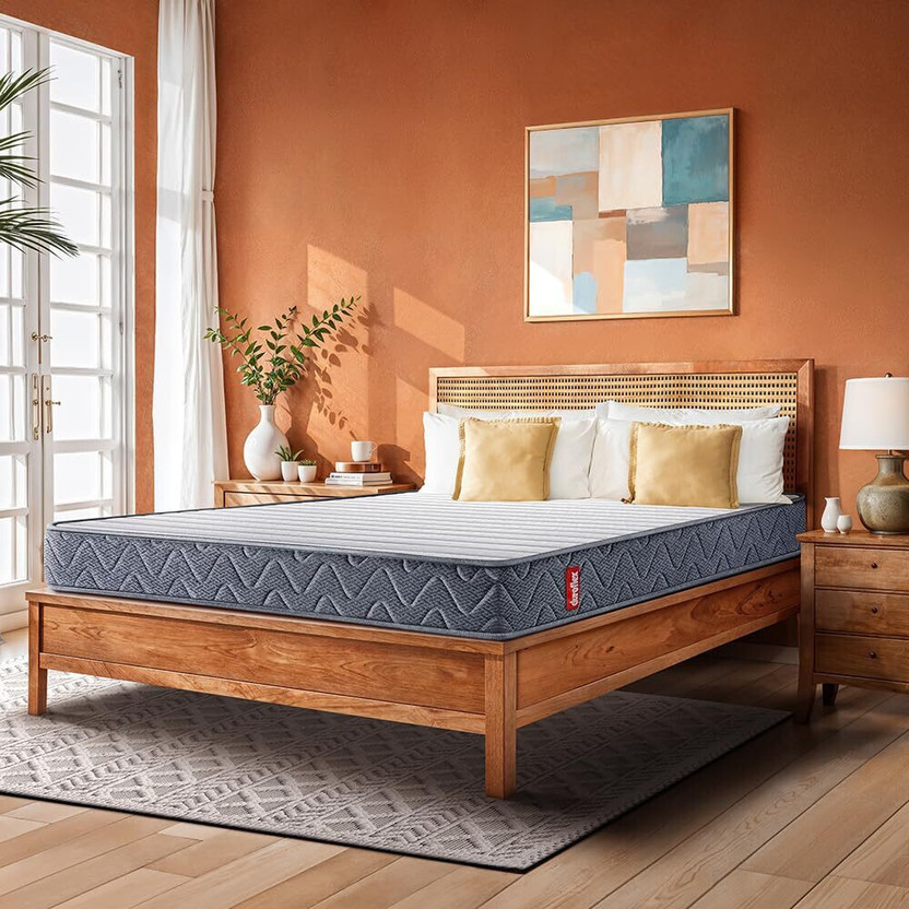 Duroflex LiveIn Bounce - 3 Zone Pocket Spring with HR Foam Hybrid Roll Pack Mattress 6 inch Double Pocket Spring Mattress(L x W: 72 inch x 48 inch)