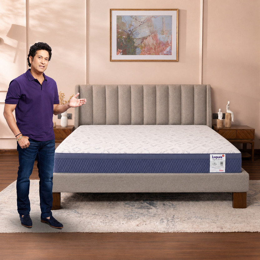 Livpure Smart ORTHO PRO+ Memory Foam Orthopedic with Spine Shaped 5D Zone Comfort Technology 6 inch Double High Resilience (HR) Foam Mattress(L x W: 72 inch x 48 inch)