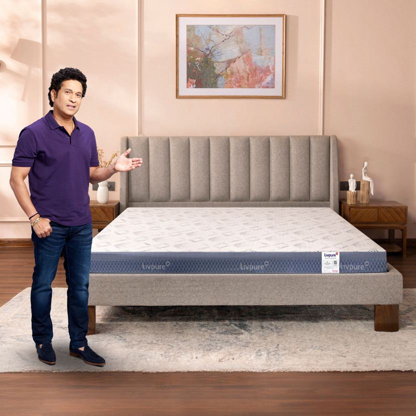 Livpure Smart ORTHO PRO+ Memory PROFILE with Spine Shaped 5D Zone & COMFORTSCIENCE|BIOCRYSTALS 6 inch Double High Resilience (HR) Foam Mattress(L x W: 72 inch x 48 inch)