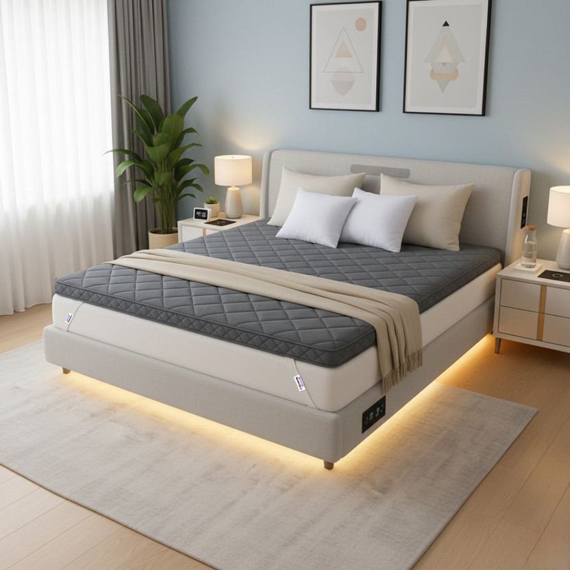 DozeIQ 2 inch (5.08 cm) Double Size Memory Foam Breathable Mattress Topper(75 inch x 47 inch, Grey)