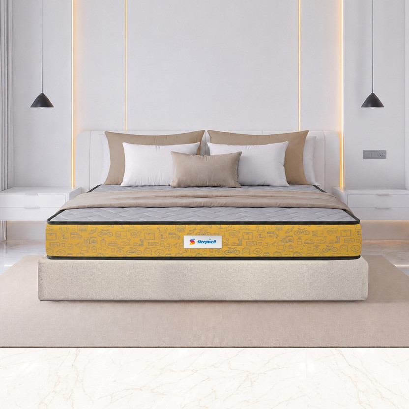 Sleepwell Sleepwell Orthopedic Pro, Medium Firm, Zero Partner Disturbance, Cool Yarn, Anti-Microbial 6 inch King Pocket Spring Mattress(L x W: 72 inch x 72 inch) - Flipkart Deal