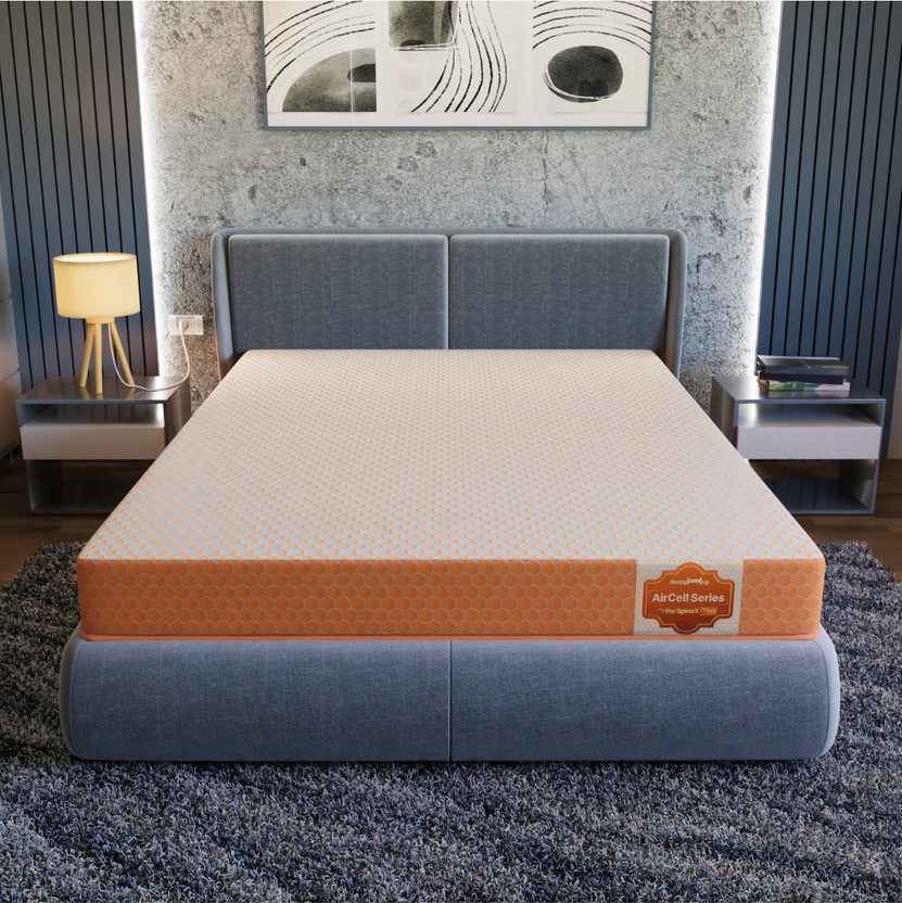 SleepyHug AirCell Series Ortho SpineX Orthopedic UltraSupport HR Foam 4 inch Double High Resilience (HR) Foam Mattress(L x W: 72 inch x 48 inch)