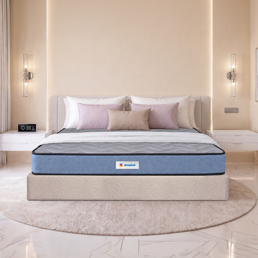 Sleepwell Orthopedic Pro Latex, 100% Natural, Medium Firm, Cool Yarn, Anti-Microbial 8 inch King High Resilience (HR) Foam Mattress(L x W: 75 inch x 72 inch)