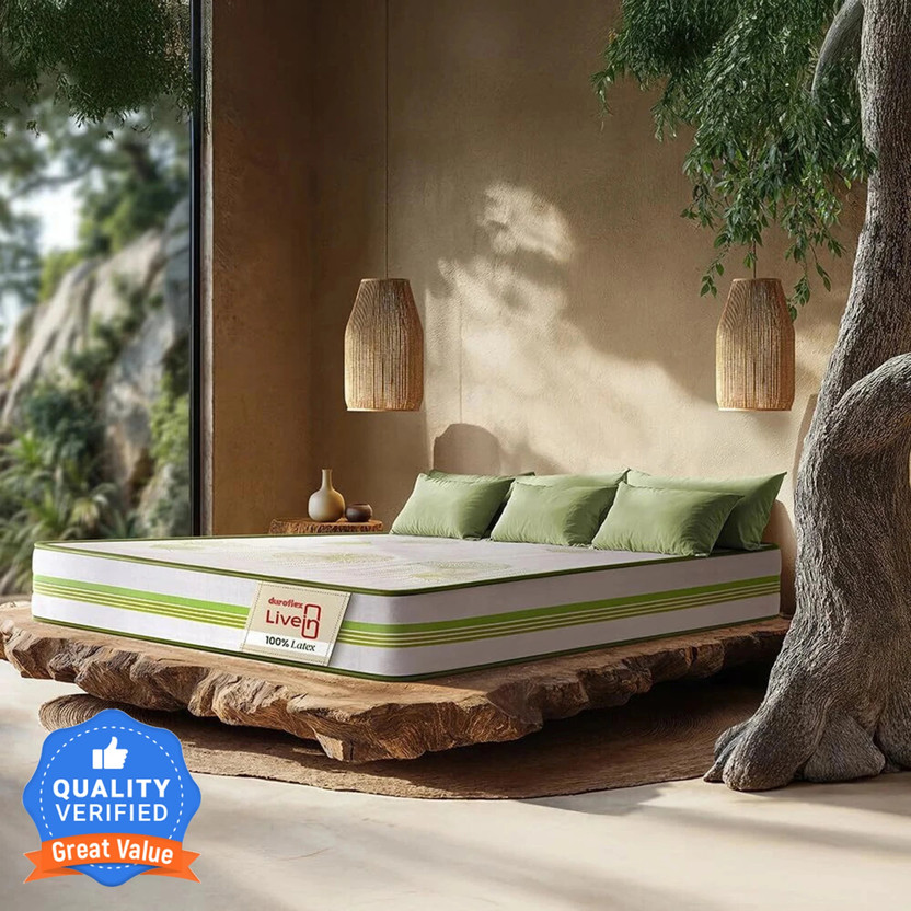 Duroflex LiveIn Latex - Natural Pincore, Eco-Friendly, Naturally Cool Mattress 8 inch King Latex Foam Mattress(L x W: 78 inch x 72 inch)
