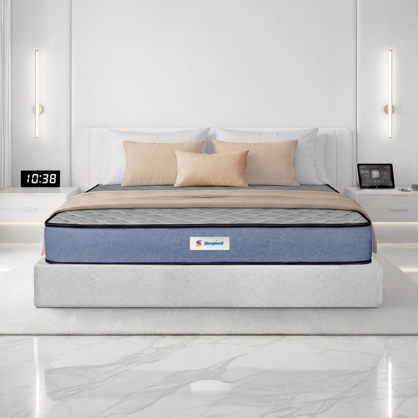 Sleepwell Ortho Genius Grid, Medium Firm, Stable Support, Temp Regulation, Anti-Mite 8 inch King High Density (HD) Foam Mattress(L x W: 78 inch x 70 inch)