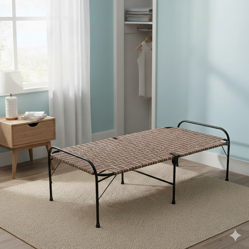 Malik Enterprises SINGLE PORTABLE BED 3X6 FEET Metal Single Bed, 182 cm x 76 cm (5.97 ft x 2.49 ft)(Finish Color - MULTI COLOURED, Delivery Condition - DIY(Do-It-Yourself))