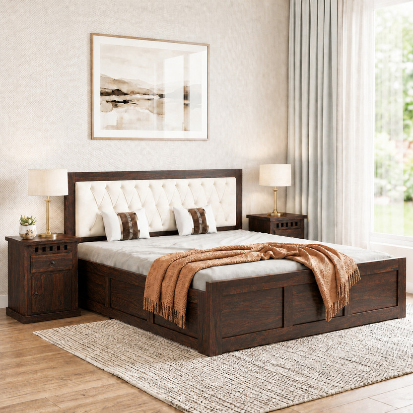 SONA SONA ART & CRAFTS Zeus Sheesham Wood King Size Bed with Storage Box Solid Wood King Box Bed, 208 cm x 188 cm (6.82 ft x 6.17 ft)(Finish Color - Walnut Finish_ Box, Delivery Condition - DIY(Do-It-Yourself)) - Flipkart Deal