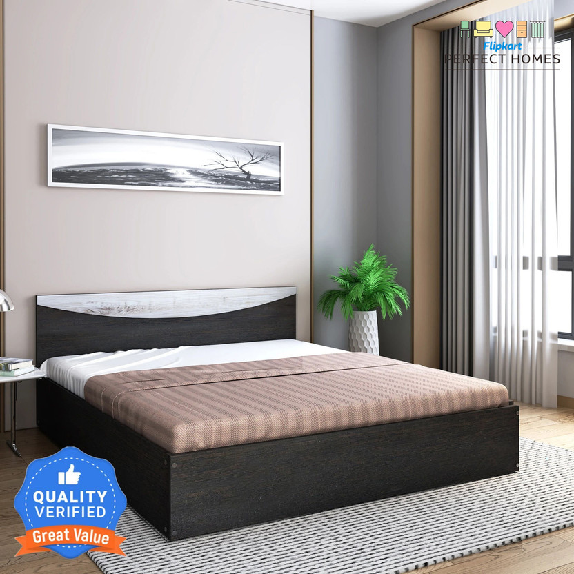 Flipkart Perfect Homes Carol Engineered Wood Queen Bed, 203.5 cm x 159.5 cm (6.68 ft x 5.23 ft)(Finish Color - Flowery Wenge Dark SIB, Delivery Condition - Knock Down)