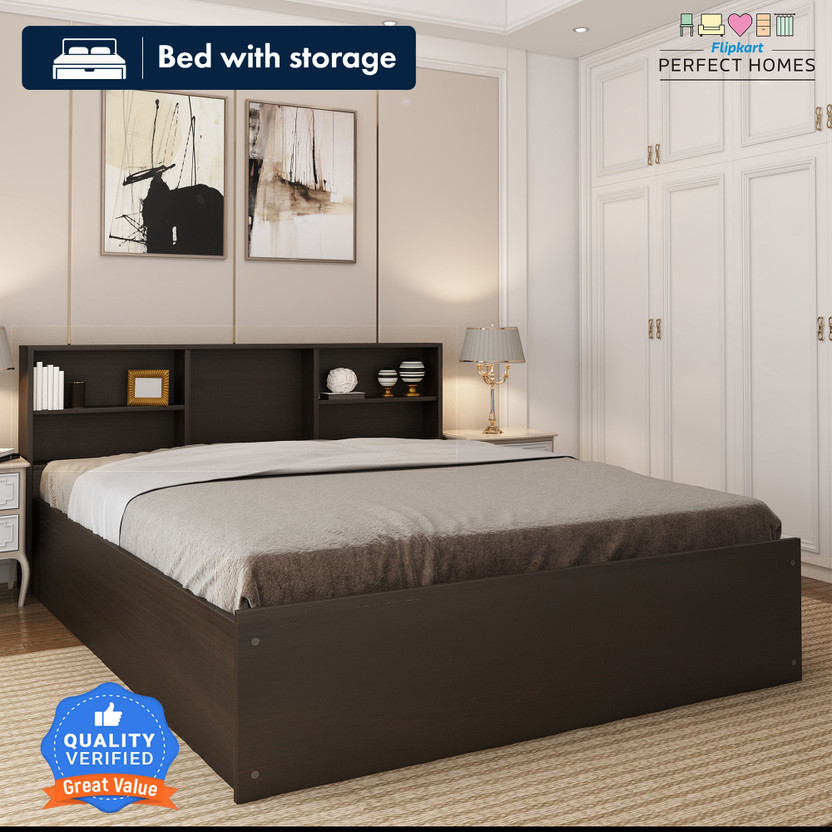 Flipkart Perfect Homes Opus Engineered Wood King Box Bed, 212.8 cm x 192.7 cm (6.98 ft x 6.32 ft)(Finish Color - AW Flowery Wenge SIB, Delivery Condition - Knock Down)