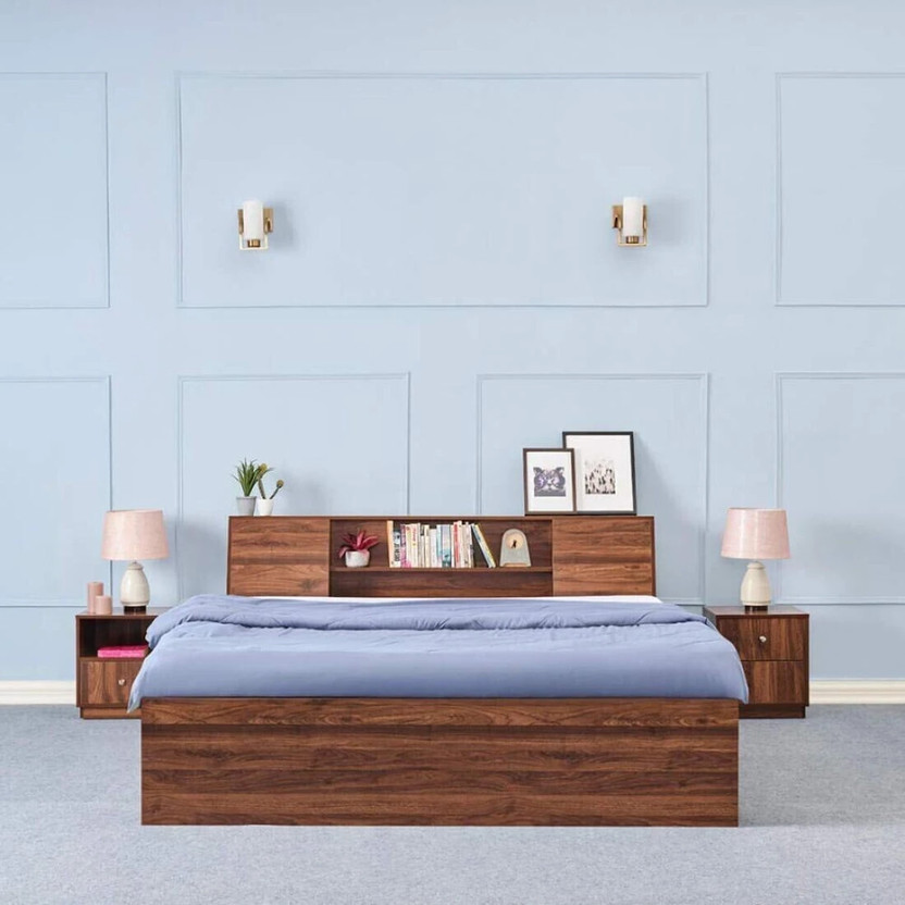Wakefit Orion Engineered Wood Queen Box Bed, 160.5 cm x 223.2 cm (5.27 ft x 7.32 ft)(Finish Color - Columbian Walnut, Delivery Condition - Knock Down)