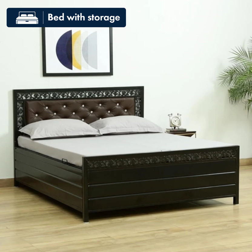 SoftSoul SoftSoul FURNITURE Metal Queen Hydraulic Bed, 190.5 cm x 152.4 cm (6.25 ft x 5.0 ft)(Finish Color - Black, Delivery Condition - DIY(Do-It-Yourself)) - Flipkart Deal