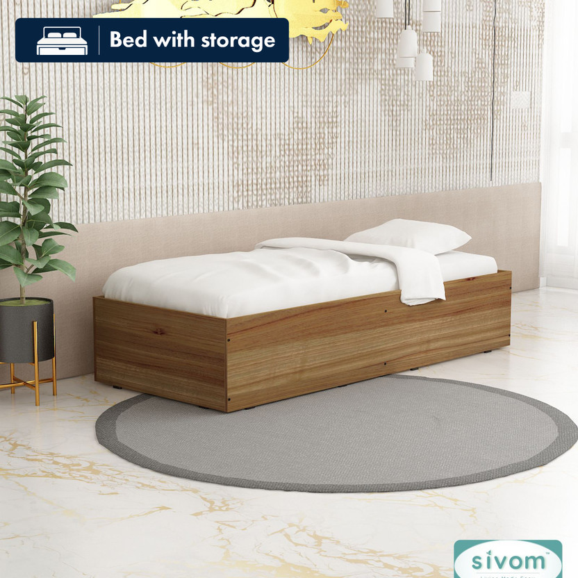 SIVOM IMPERIAL Multipurpose Diwan/Single Bed without Storage Engineered Wood Single Bed, 79 cm x 183 cm (2.59 ft x 6.0 ft)(Finish Color - Lyon Teak, White, Delivery Condition - Knock Down)