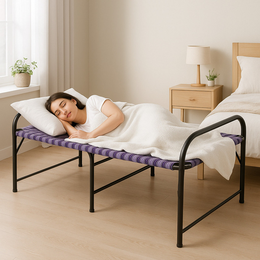 StarCollection Heavy Duty Metal Folding Bed | Strong Steel Frame Single Cot 3*6 Feet Metal Single NA Bed, 110 cm x 90 cm (3.61 ft x 2.95 ft)(Finish Color - Multicolour, Delivery Condition - Pre-assembled)