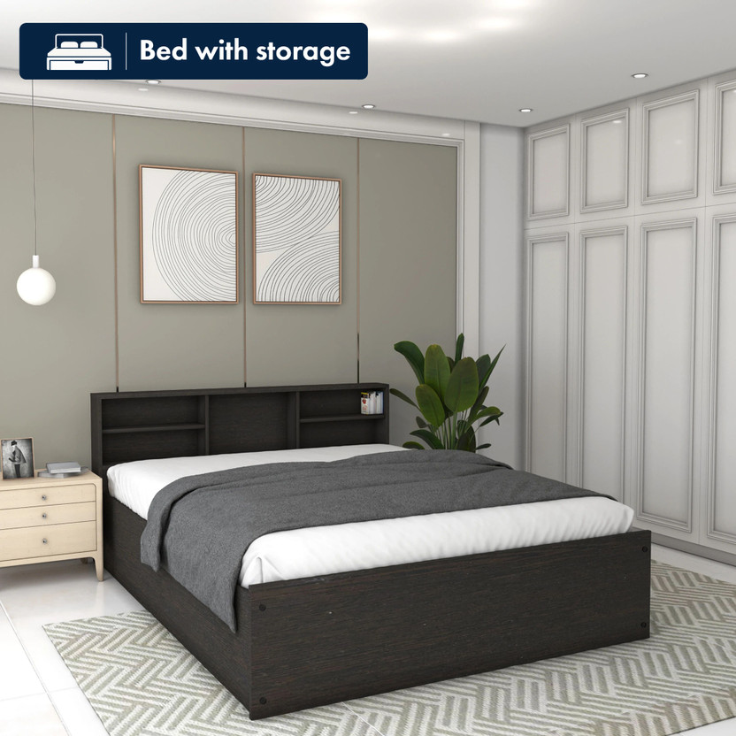 Flipkart Perfect Homes Opus Engineered Wood King Box Bed, 192.7 cm x 212.8 cm (6.32 ft x 6.98 ft)(Finish Color - MELAMINE KPos Wenge, Delivery Condition - Knock Down)