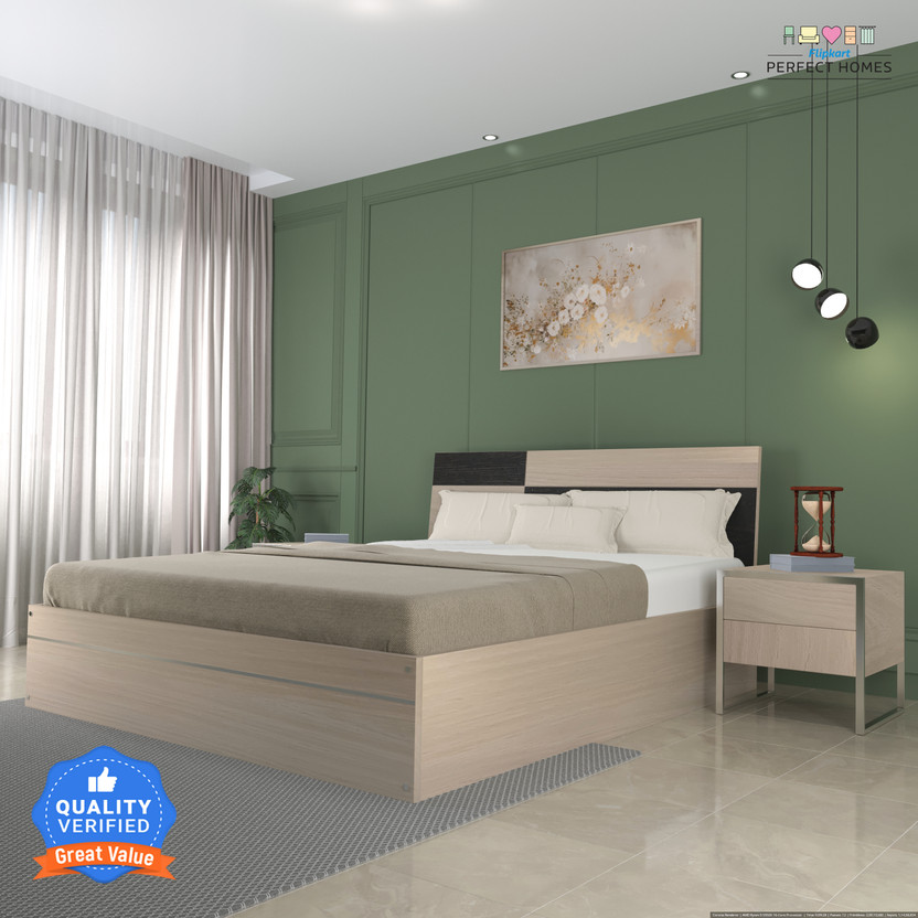 Flipkart Flipkart Perfect Homes Neptune Engineered Wood Queen Box Bed, 1980 mm x 157 cm (64.96 ft x 5.15 ft)(Finish Color - MELAMINE ACACIA LIGHT & WENGE SIB, Delivery Condition - Knock Down) - Flipkart Deal