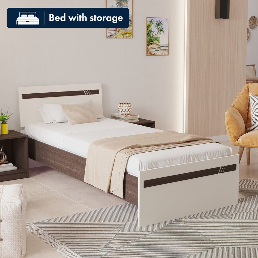 BLUEWUD BLUEWUD Pollo Single Bed Without Storage for Bedroom Home Furniture Engineered Wood Single Bed, 202 cm x 97 cm (6.63 ft x 3.18 ft)(Finish Color - Wenge & White, Delivery Condition - Knock Down) - Flipkart Deal