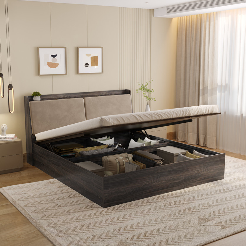 Wakefit Engineered Wood King Hydraulic Bed, 220 cm x 191 cm (7.22 ft x 6.27 ft)(Finish Color - Wyoming maple, Delivery Condition - Knock Down)