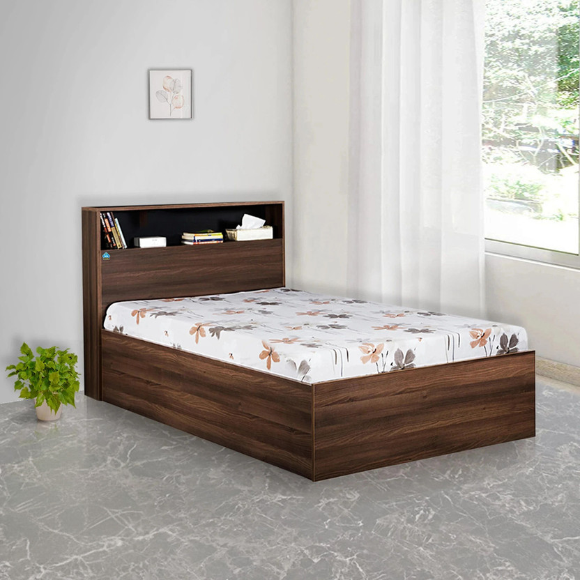 Delite Kom Urban Single Bed | with Box & Headboard Storage | Assembly Included | Engineered Wood Single Box Bed, 213 cm x 96 cm (6.99 ft x 3.15 ft)(Finish Color - Acacia Dark, Delivery Condition - Knock Down)