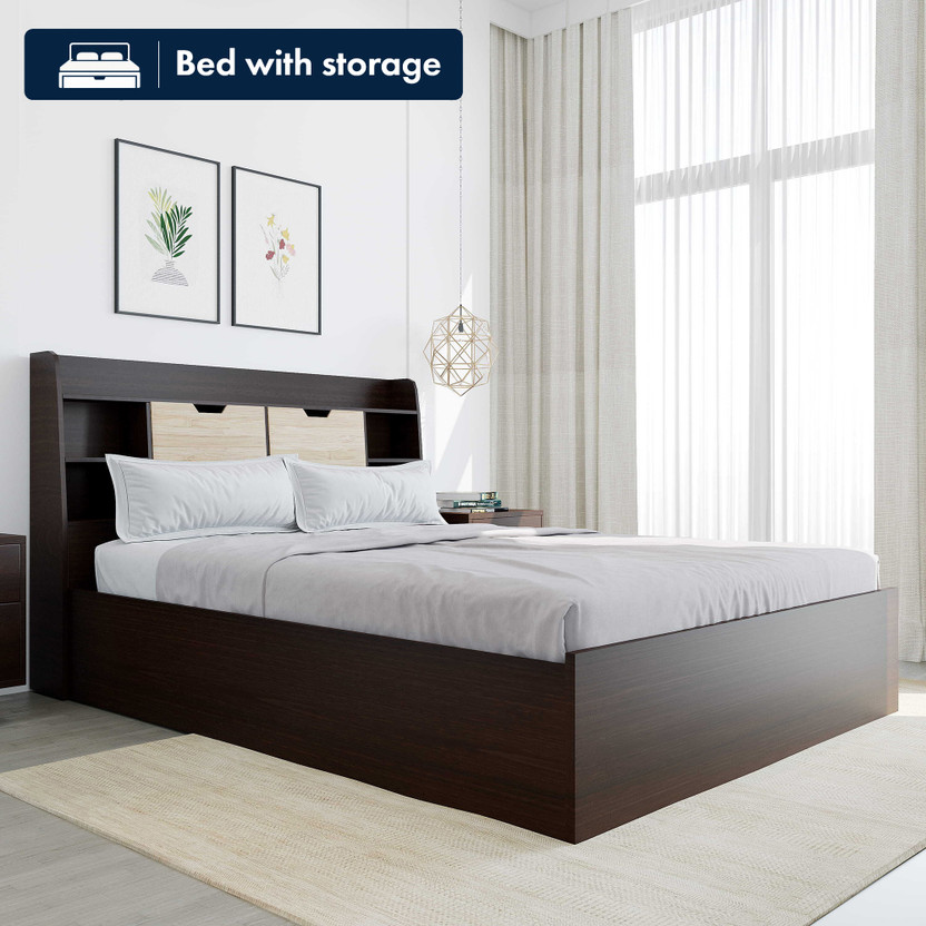 Nilkamal Nilkamal RIVA With Storage Engineered Wood Queen Box Bed, 221.5 cm x 162 cm (7.27 ft x 5.31 ft)(Finish Color - New Wenge, Delivery Condition - Knock Down) - Flipkart Deal
