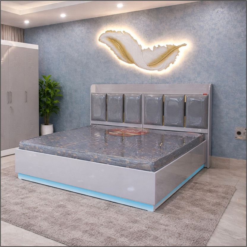 POJ POJ Luxury Series Engineered Wood King Bed, 210 cm x 165 cm (6.89 ft x 5.41 ft)(Finish Color - Walnut, Delivery Condition - Knock Down)