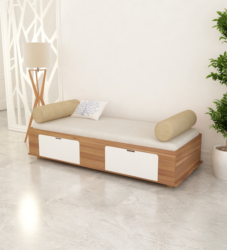 SIVOM Cyprus Multipurpose Diwan/Single Bed with Storage Engineered Wood Single Box Bed, 81 cm x 188 cm (2.66 ft x 6.17 ft)(Finish Color - Lyon Teak, White, Delivery Condition - Knock Down)