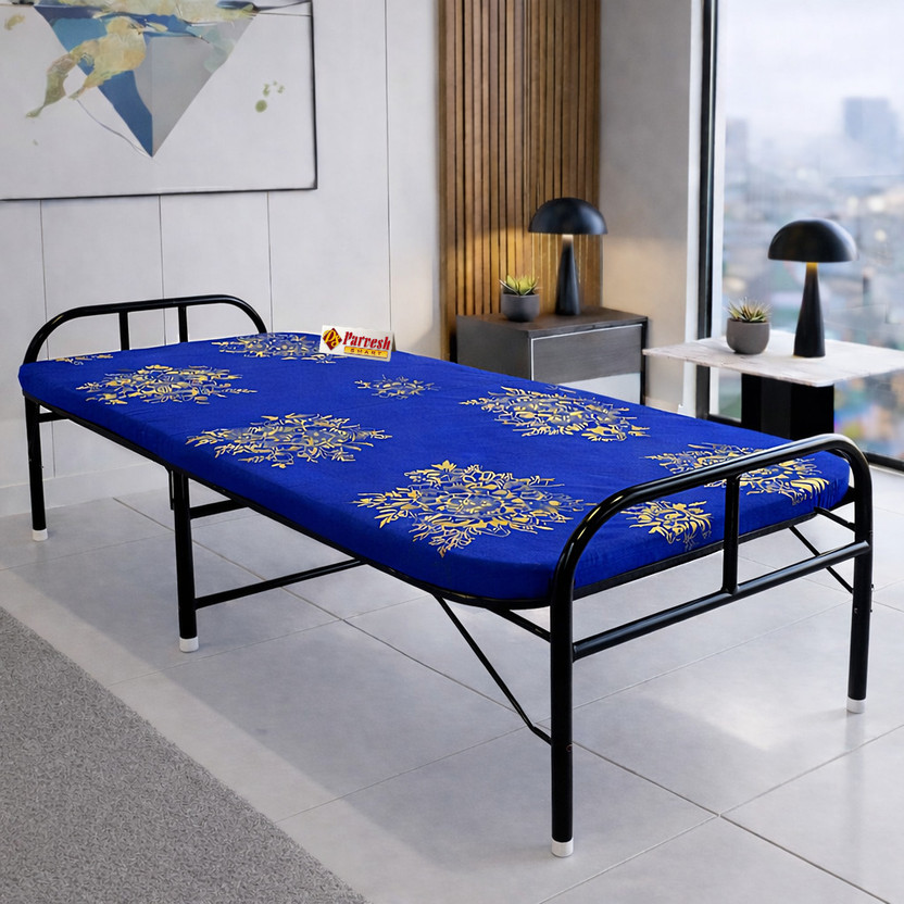 PS PARVESH SMART Mattress folding bed Metal Single Bed, 183 cm x 92 cm (6.0 ft x 3.02 ft)(Finish Color - blue, Delivery Condition - Pre-assembled)