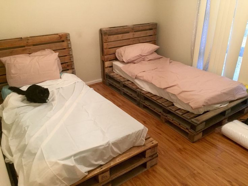 wakeflt Eco-Friendly Pallet bed with a Modern Interiors Solid Wood Single Bed, 190 cm x 90 cm (6.23 ft x 2.95 ft)(Finish Color - Brown, Delivery Condition - DIY(Do-It-Yourself))