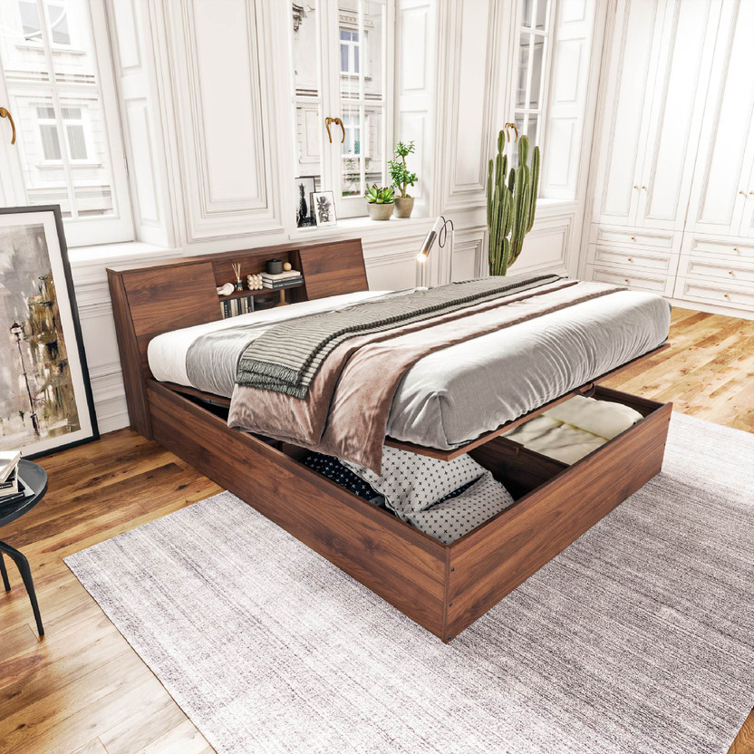 Wakefit Orion Engineered Wood Queen Hydraulic Bed, 160.5 cm x 223.2 cm (5.27 ft x 7.32 ft)(Finish Color - Columbian Walnut, Hydraulic Storage, Delivery Condition - Knock Down)