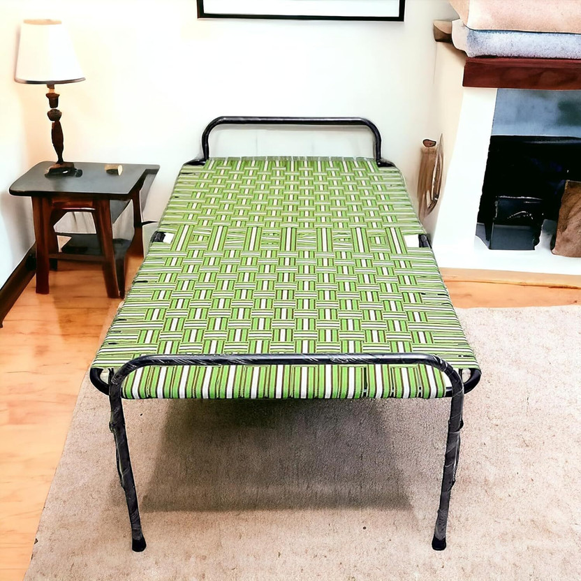 Anmol Heavy duty folding bed Portable Folding Bed Suitable for Kids, Adults Metal Single Bed, 182.88 cm x 106.68 cm (6.0 ft x 3.5 ft)(Finish Color - Green, Delivery Condition - Pre-assembled)