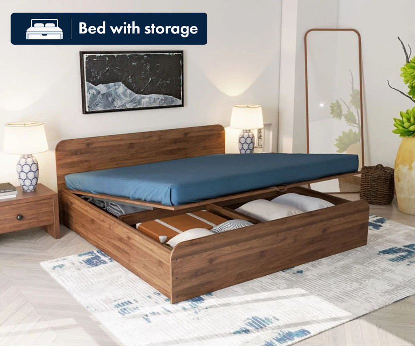 Wakefit Astra Engineered Wood Queen Hydraulic Bed, 209 cm x 150 cm (6.86 ft x 4.92 ft)(Finish Color - Columbian Walnut, Hydraulic Storage, Delivery Condition - Knock Down)