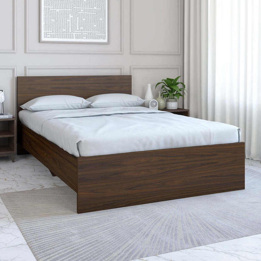 Nilkamal Arthur Engineered Wood Double Bed, 197 cm x 126.6 cm (6.46 ft x 4.15 ft)(Finish Color - Brown, Delivery Condition - Knock Down)