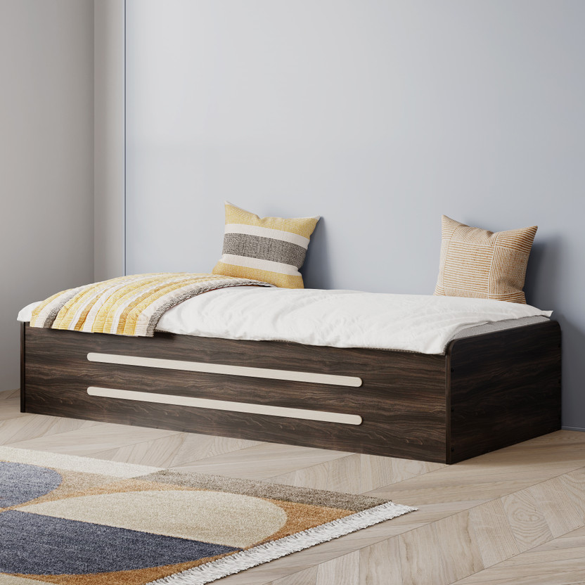 Wakefit Engineered Wood Double Box Bed, 186 cm x 80.9 cm (6.1 ft x 2.65 ft)(Finish Color - Columbian Walnut, Delivery Condition - Knock Down)