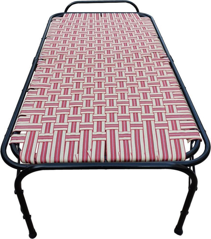 Nikota Enterprises Folding Bed double pipe Metal Single Bed, 35 cm x 60 cm (1.15 ft x 1.97 ft)(Finish Color - Black, Delivery Condition - Pre-assembled)
