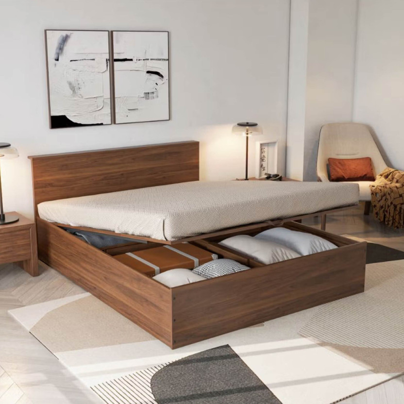 Wakefit Taurus Engineered Wood Queen Hydraulic Bed, 209.7 cm x 209.7 cm (6.88 ft x 6.88 ft)(Finish Color - Columbian Walnut, Hydraulic Storage, Delivery Condition - Knock Down)