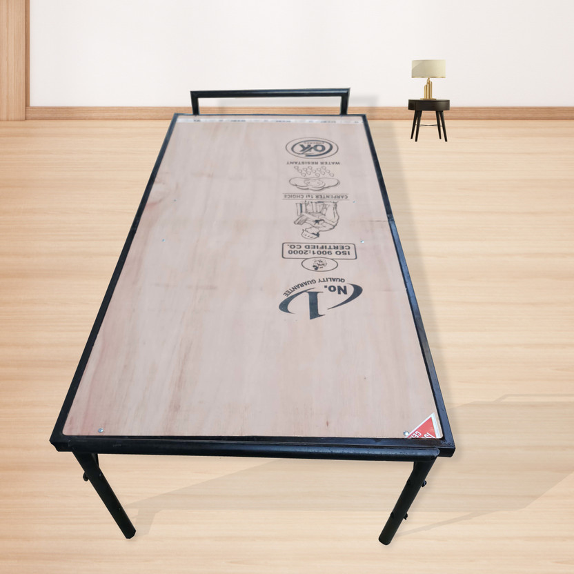 AASHI Metal Single Bed, 180 cm x 92 cm (5.91 ft x 3.02 ft)(Finish Color - BLACK, Delivery Condition - Pre-assembled)