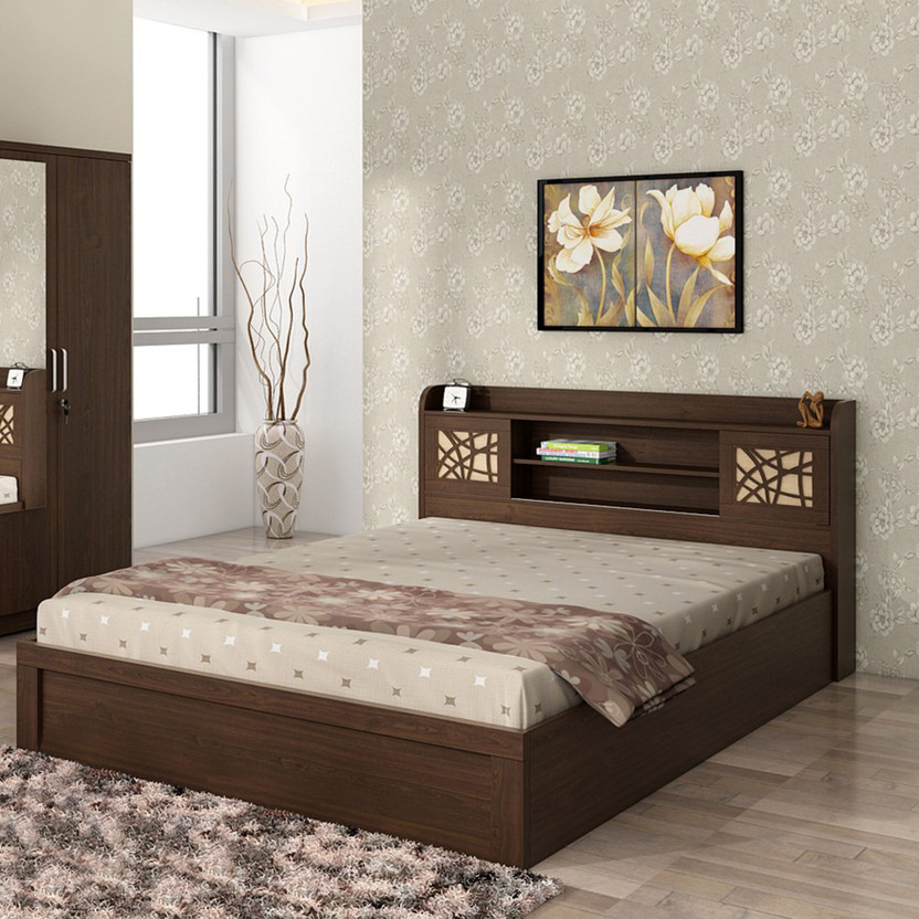 SPACEWOOD Mayflower Engineered Wood King Box Bed, 221 cm x 189 cm (7.25 ft x 6.2 ft)(Finish Color - Vermount, Delivery Condition - Knock Down)