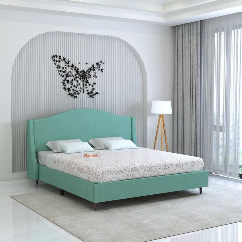 Ganpati Arts Wooden Maron Upholstered Queen Bed/Upholstered Wooden Double Bed without Storage Engineered Wood Queen Bed, 208 cm x 160 cm (6.82 ft x 5.25 ft)(Finish Color - Oasis, Delivery Condition - DIY(Do-It-Yourself))