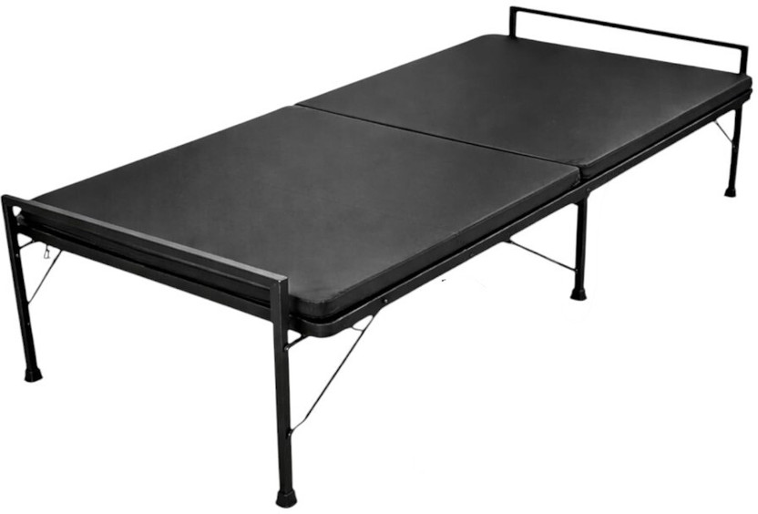 NATTNAK WE TRULY CARES Folding Bed with Metal Frame & Cushioned Mattress | Space Saving Cot 30x72 Inch Metal Single Bed, 182 cm x 76 cm (5.97 ft x 2.49 ft)(Finish Color - Black,  (Mattress Included), Delivery Condition - Pre-assembled)