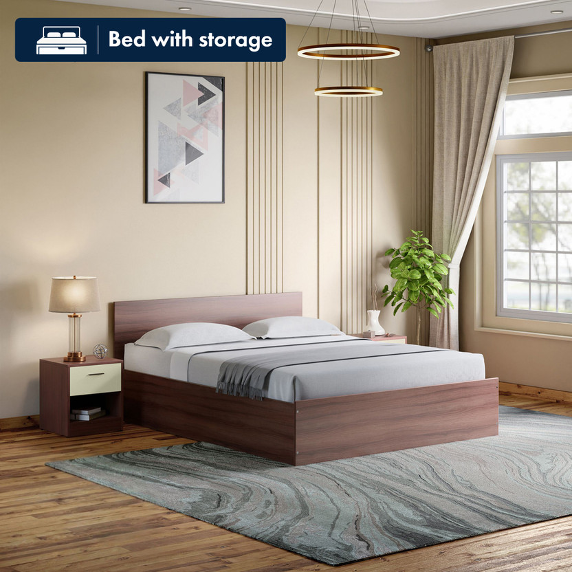 Interio Interio by Godrej Ewa Engineered Wood Queen Box Bed, 209.5 cm x 159.6 cm (6.87 ft x 5.24 ft)(Finish Color - Brown, Delivery Condition - Knock Down) - Flipkart Deal