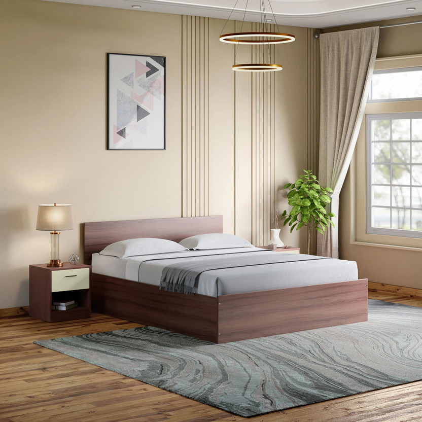 Interio by Godrej Ewa Engineered Wood King Box Bed, 209.5 cm x 190 cm (6.87 ft x 6.23 ft)(Finish Color - Brown, Delivery Condition - Knock Down)