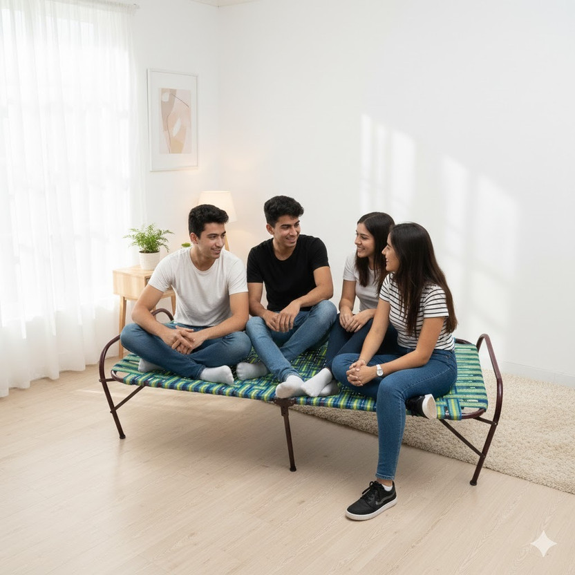 Malik Enterprises PORTABLE BED 3X602 Metal Single Bed, 182 cm x 76 cm (5.97 ft x 2.49 ft)(Finish Color - POWDER COATED, Delivery Condition - DIY(Do-It-Yourself))