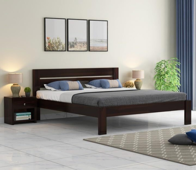 Bedroots Pure Sheesham King Size Bed Solid Wood King Bed, 205.74 cm x 190.5 cm (6.75 ft x 6.25 ft)(Finish Color - Walnut, Delivery Condition - DIY(Do-It-Yourself))