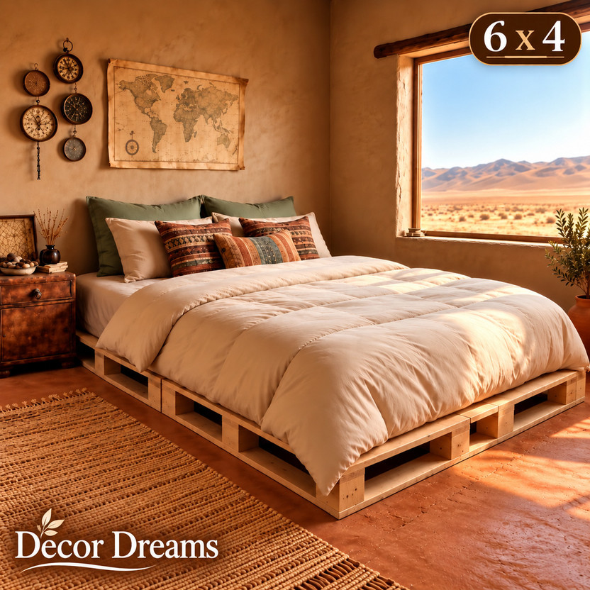 DecorDreams Pallet Bed Engineered Wood Single Bed, 183 cm x 122 cm (6.0 ft x 4.0 ft)(Finish Color - Natural Plywood, Delivery Condition - DIY(Do-It-Yourself))