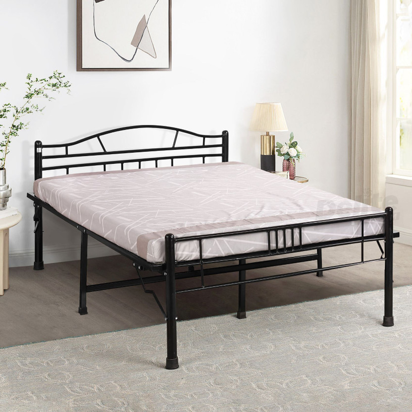 Delite Kom Lyra Foldable Metal Queen Bed (6.7x5ft) | Heavy Load | 1 Year Warranty | Strong Metal Queen Bed, 204.5 cm x 152 cm (6.71 ft x 4.99 ft)(Finish Color - Black, Delivery Condition - Pre-assembled)